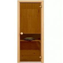 Дверь стеклянная 70х190 см (6 мм) Бронза с круглой ручкой DoorWood