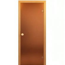 Дверь стеклянная 70х190 см (6 мм) Бронза матовая с круглой ручкой DoorWood