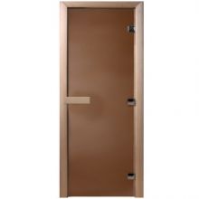 Дверь стеклянная 80х200 см (8 мм) Бронза матовое коробка ольха DoorWood