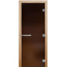 Дверь стеклянная 70х190 см (10 мм) Эталон Бронза матовая коробка ольха DoorWood