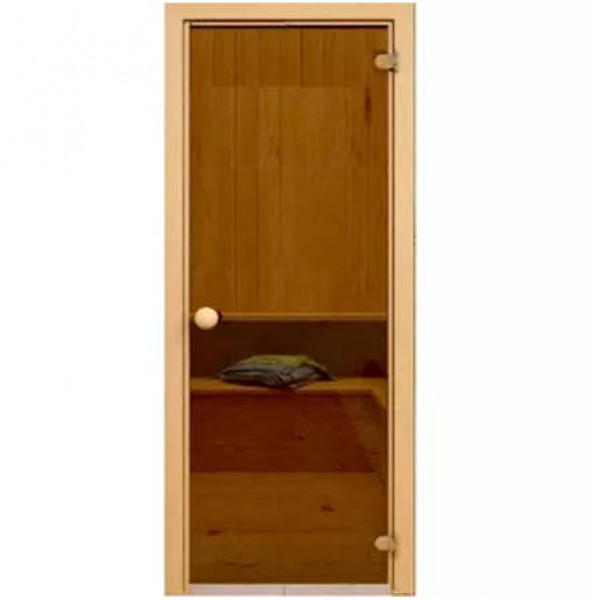 Дверь стеклянная 70х190 см (6 мм) Бронза с круглой ручкой DoorWood - купить в Тамбове